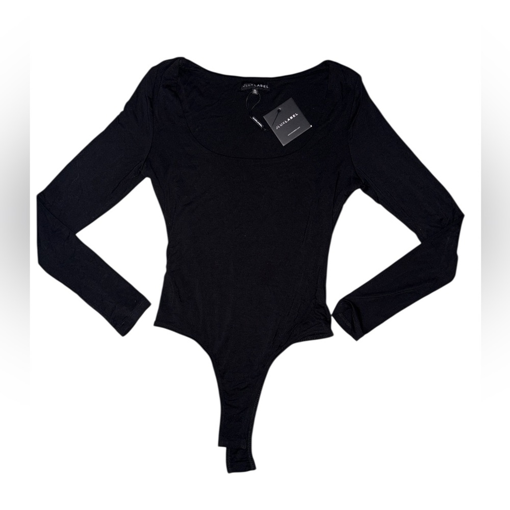 JLUXLABEL Black Long-Sleeve Scoop Neck Bodysuit